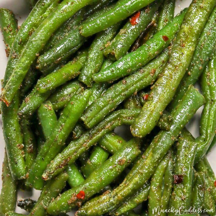 Easy Air Fryer Frozen Green Beans + Video Munchy Goddess