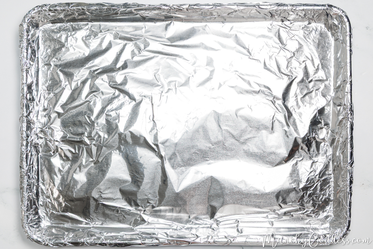 A sheet pan lined with foil.